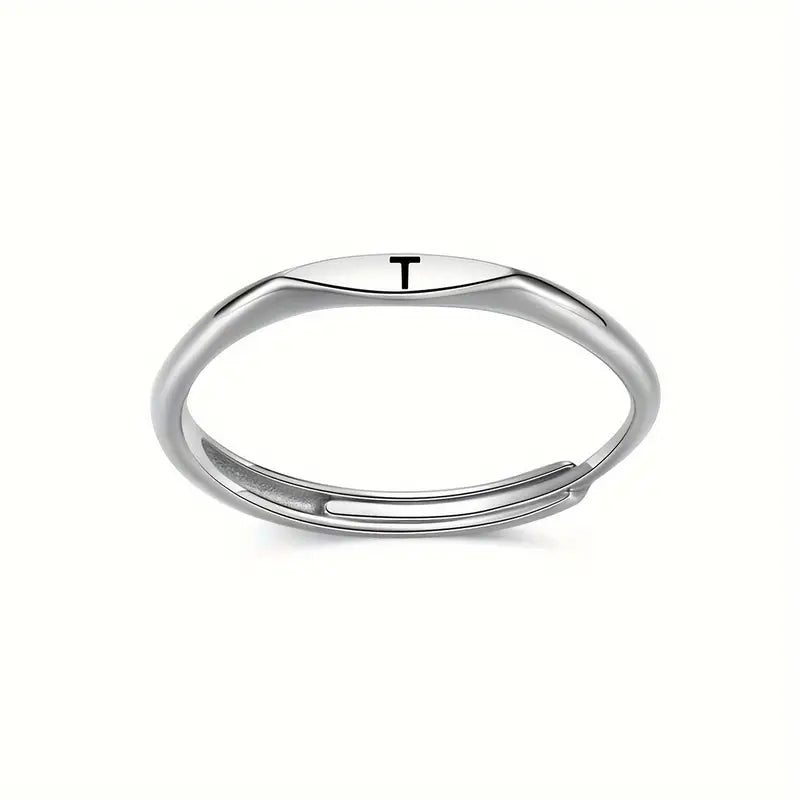 Initial Letter Pattern Thin Band Ring Elegant Ring