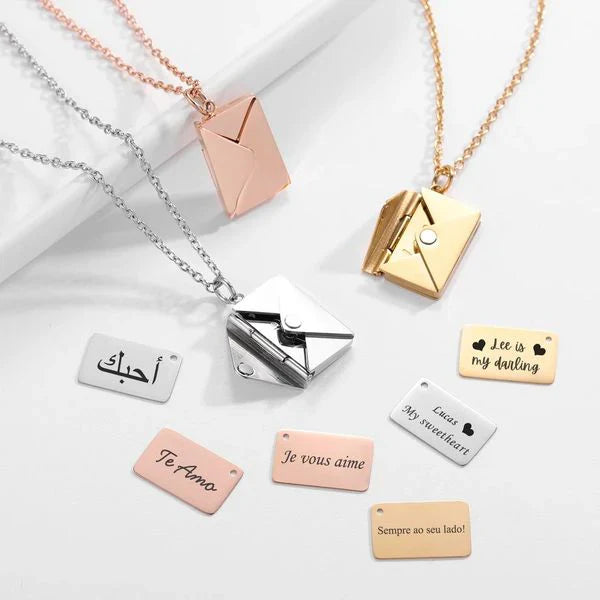 Secret Message, Envelope Necklace Love Letter