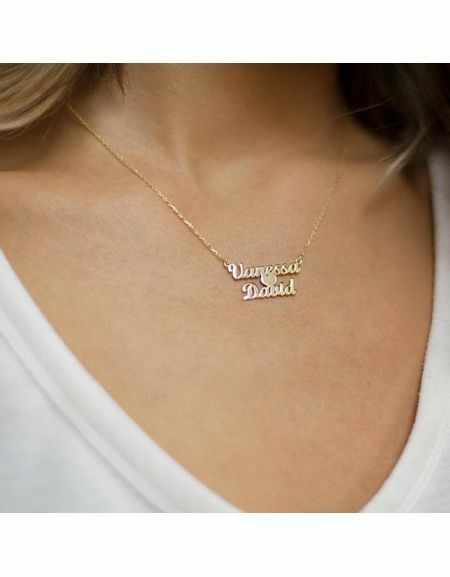 Heart Name Necklace Personalized Custom Gold Plated Women Gift