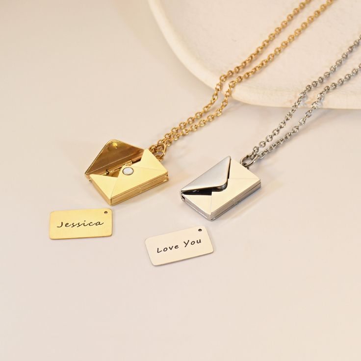 Secret Message, Envelope Necklace Love Letter