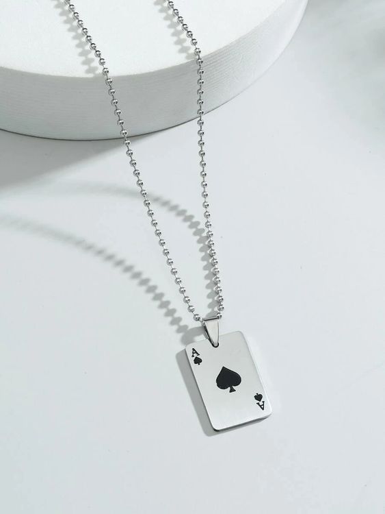 Men Playing Card Symbol Charm Necklace