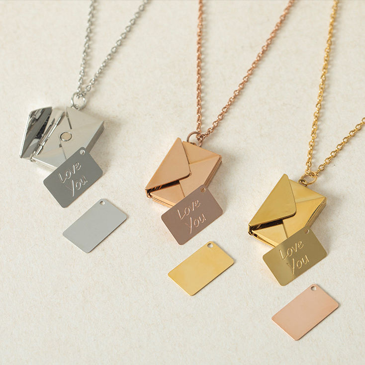 Secret Message, Envelope Necklace Love Letter