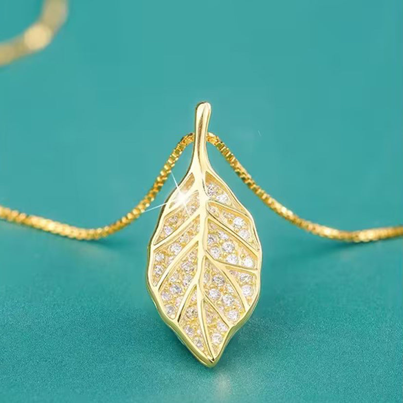 14K Gold Plated Leaf Shape Necklace Fashion Gift for Women