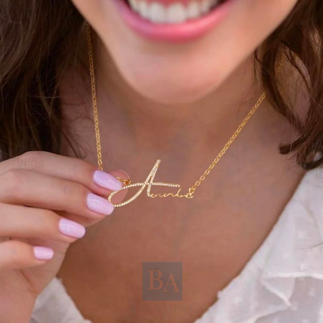 Signature Style Name Necklace With Diamond