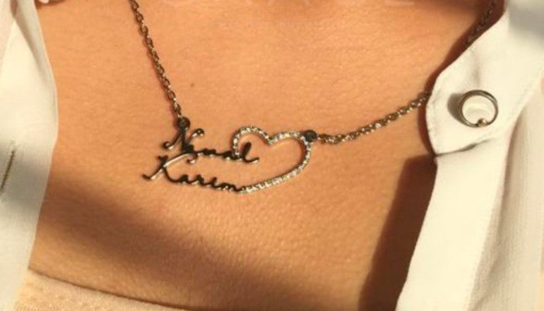 Double Name Necklace With Heart & Stone