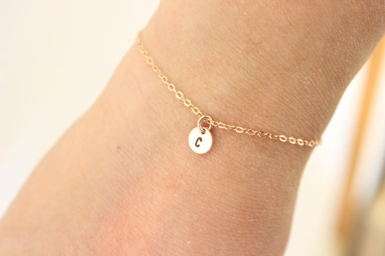 Two intial bracelet, Tiny initials bracelet