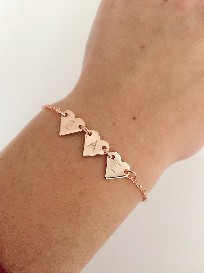 Triple initials bracelet, personalised bracelet