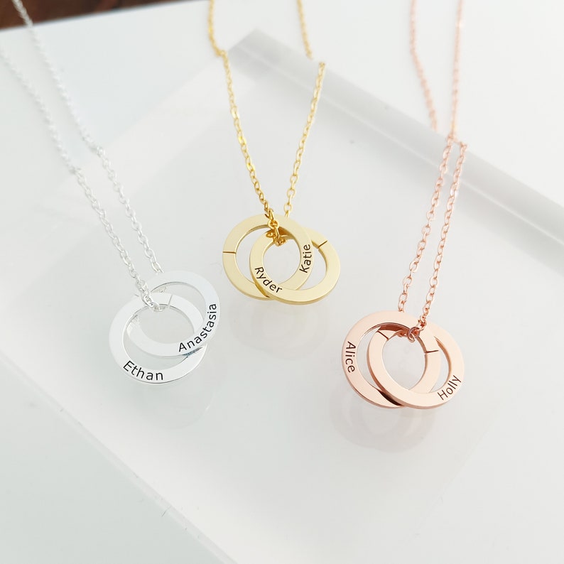 Personalized Name Necklace•Personalized Linked Circle Necklace