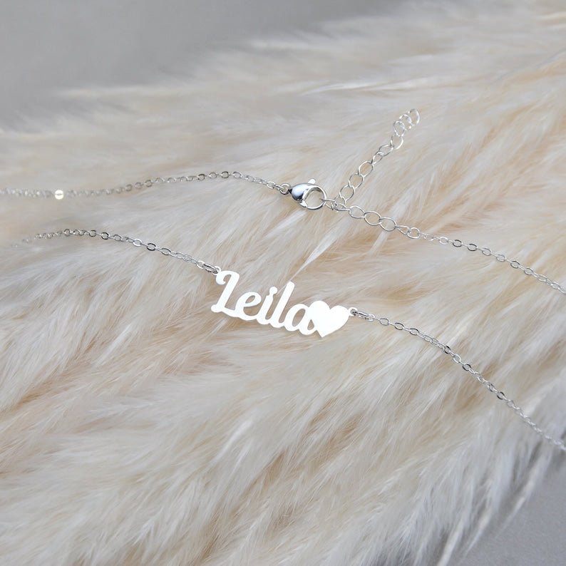 Heart Name Necklace, Name Necklace for Little Girls