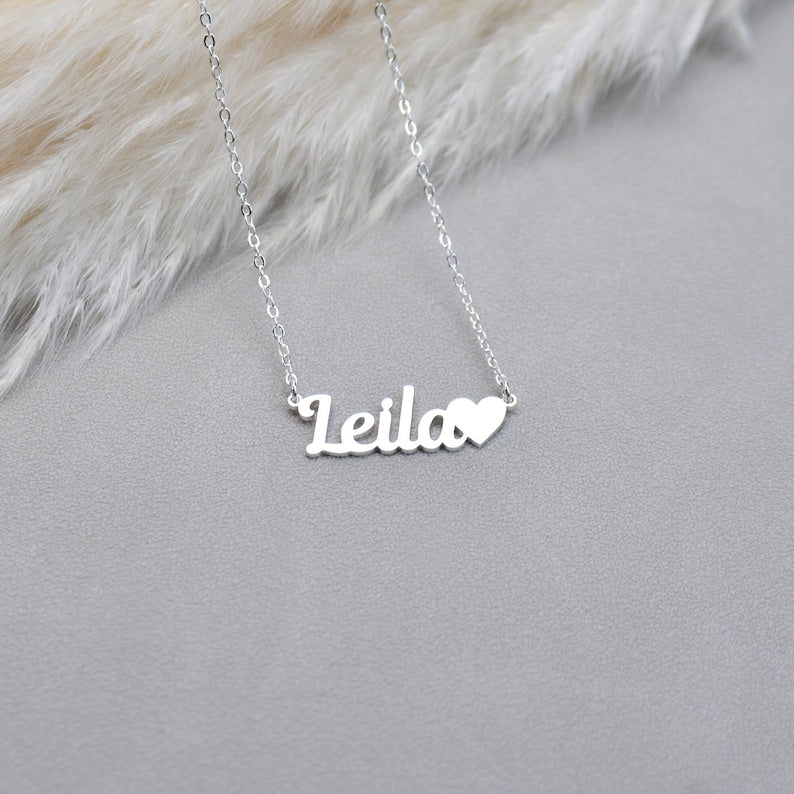 Heart Name Necklace, Name Necklace for Little Girls