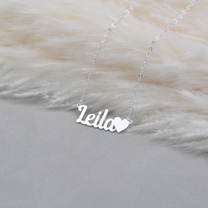 Heart Name Necklace, Name Necklace for Little Girls