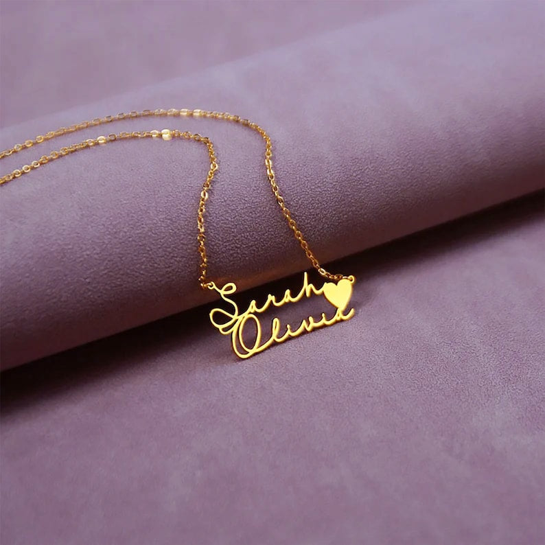 Two Name Necklace with Heart