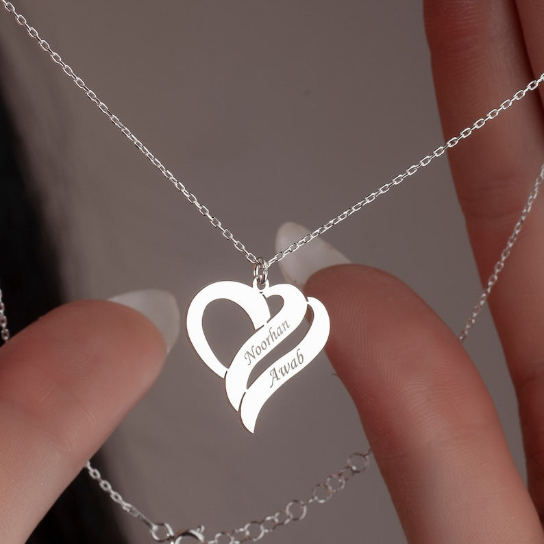 CUSTOMIZE COUPLE HEART NAME NECKLACE