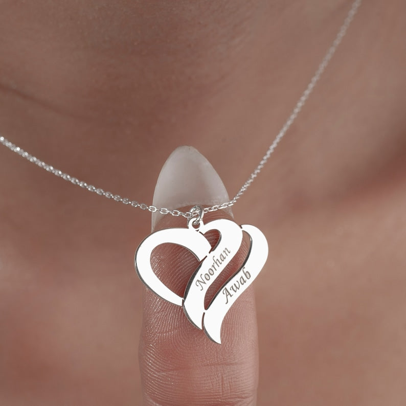 CUSTOMIZE COUPLE HEART NAME NECKLACE