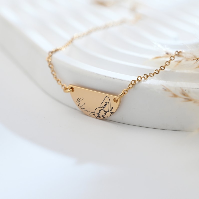 Engraved Name Necklace With Birth