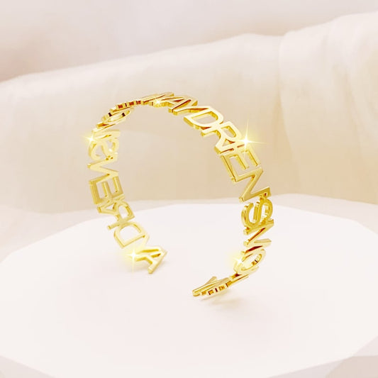 Gold Name Bangle, Custom Stylish Name bangle