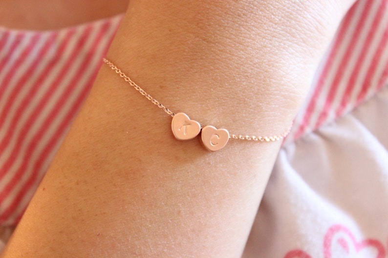 Tiny initial heart bracelet