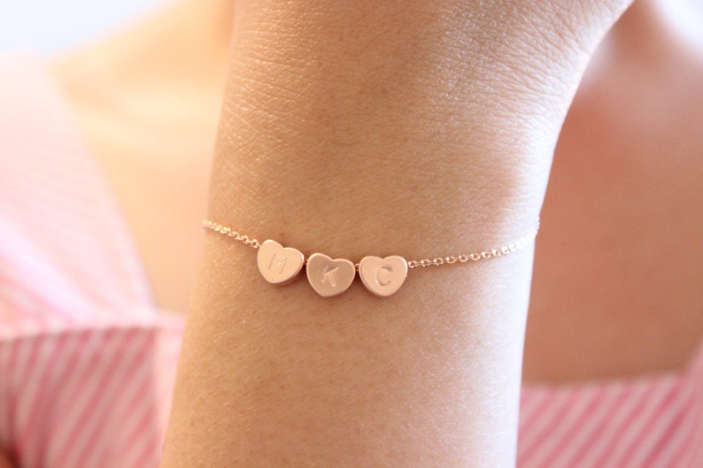 Tiny initial heart bracelet