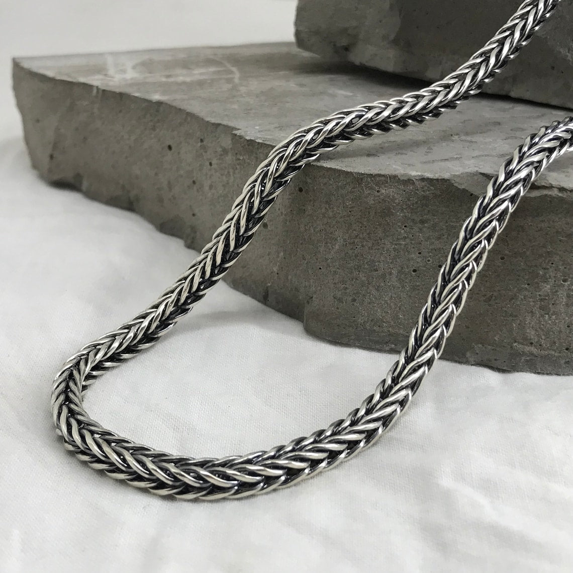 Men's Foxtail Silver 925'Sterling Silver 4MM Chain