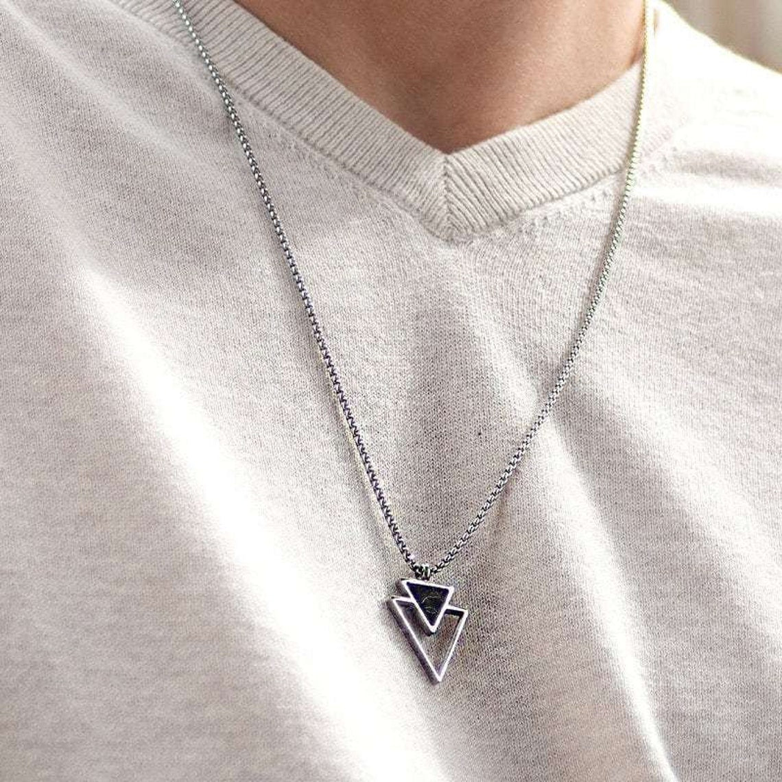 Geometric Necklace,Men's,Silver Jewelry,Boyfriend Gift,Husband Gift,Dad Gift,Christmas