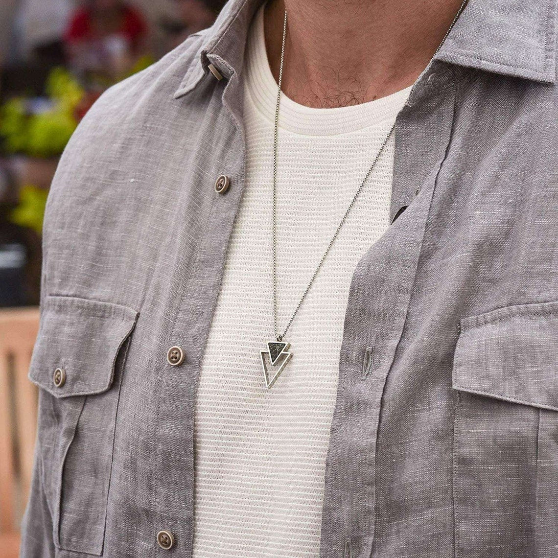 Geometric Necklace,Men's,Silver Jewelry,Boyfriend Gift,Husband Gift,Dad Gift,Christmas