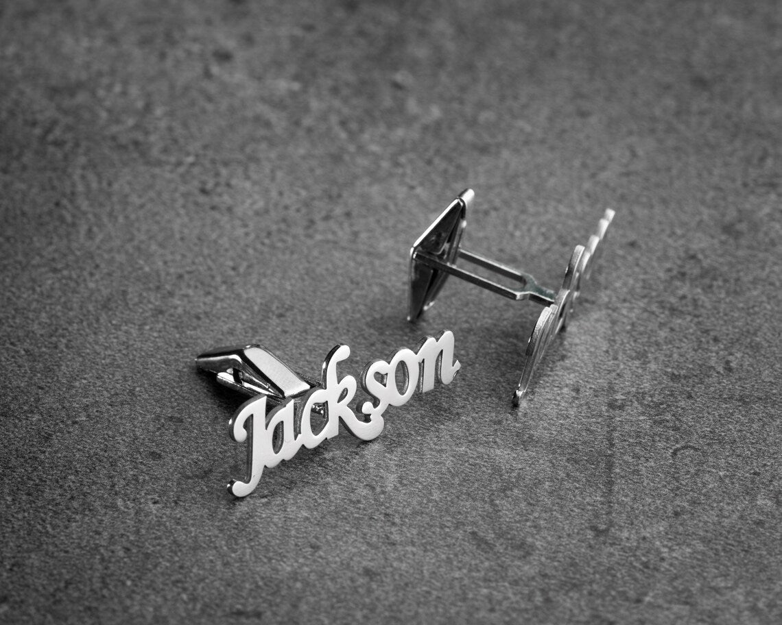 Personalized Custom Name Cufflinks, Unique Groom Wedding Cufflinks