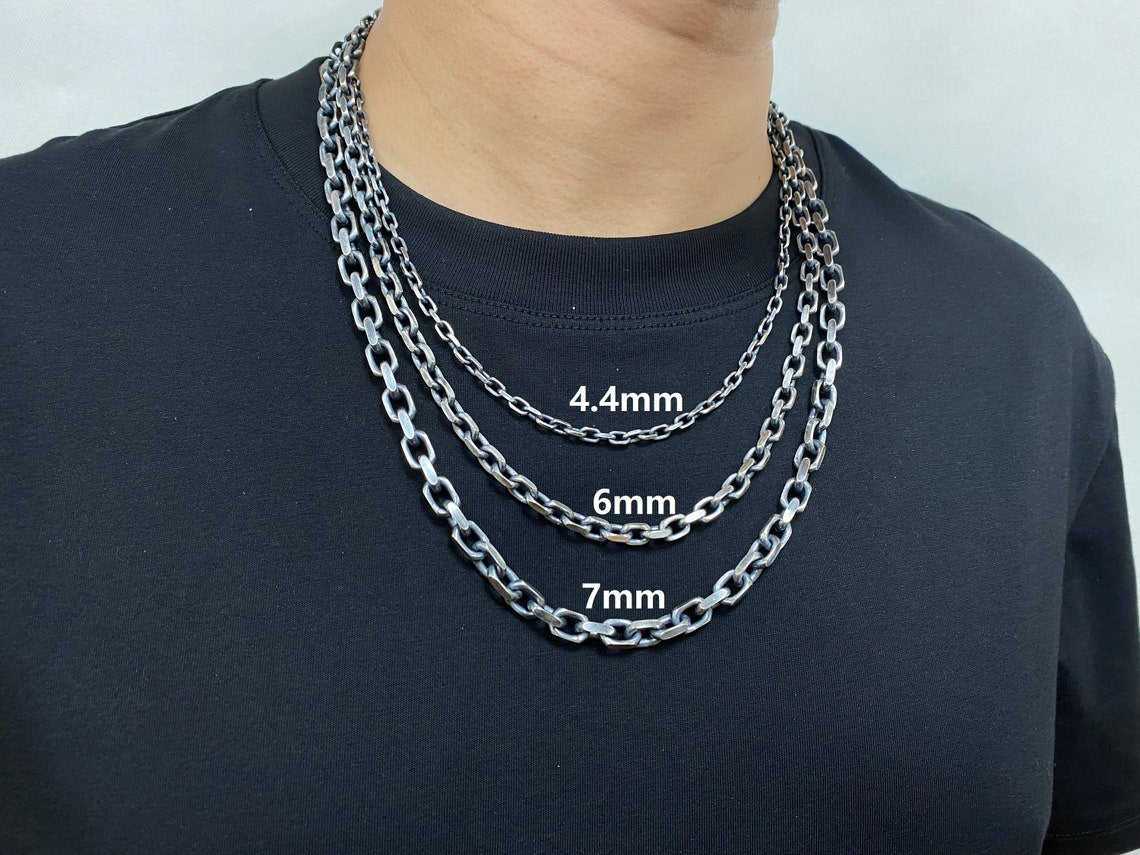 Dragon Necklace Men's Necklace Silver Necklace Chunky Necklace Cable Chain Silver 925 Oxidized Silver Chain