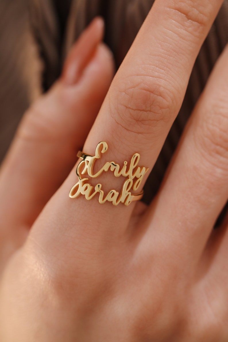 Adjustable Couple Name Ring