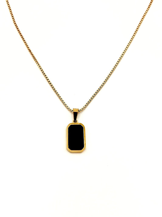 Black Pendant Necklace | Rectangle shape pendant